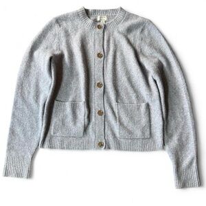 J.Crew Extra Soft Gray Wool Blend Button Cardigan Sweater Classic Cozy Small